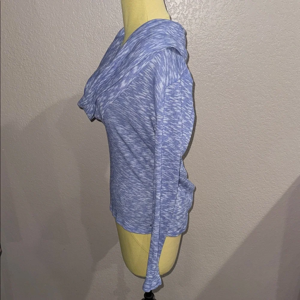 ALO Yoga Heathered Blue Cowl Neck Top